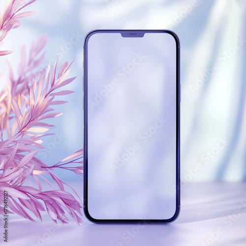 A smartphone mock  up with decorative background. 