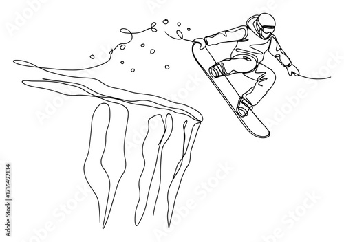 Snowboarder Jumping Off Cliff Freestyle Trick black shape vector laser cutting engraving monochrome print