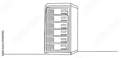 Network Server Rack for a Data Center in One Line Art