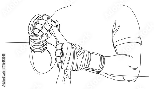 Boxer Wrapping Hands with Protective Bandage black shape vector laser cutting engraving monochrome print