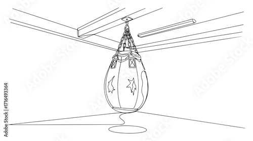 Hanging Punching Bag in Gym Training Room black shape vector laser cutting engraving monochrome print