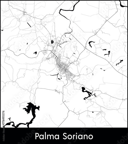 Palma Soriano city map, Cuba - Topographic vector map poster