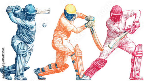 Dynamic Cricket Players Vector Illustration for Sports Marketing Campaigns