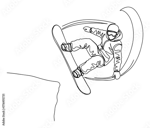 Extreme Snowboarder Performing an Aerial Grab off a Cliff