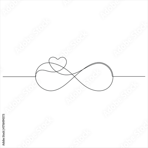 Continuous one line drawing of infinity symbol loop mobius icon and endless forever love concept vector illustration