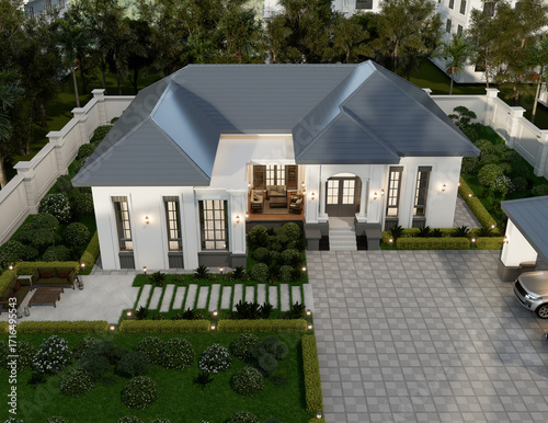 Luxurious Modern Home with Driveway and Landscaping