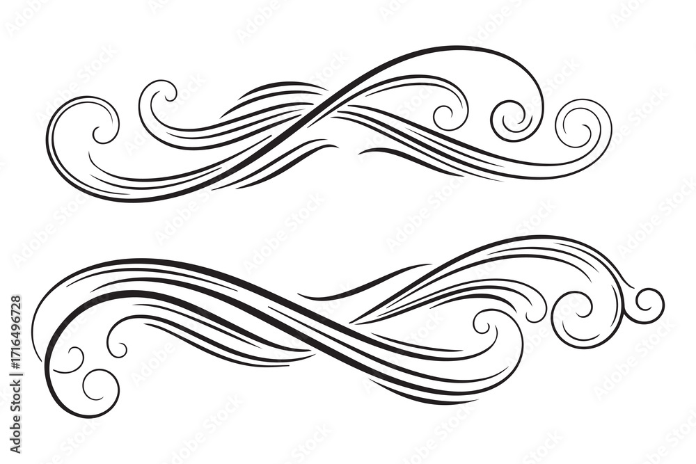 Fototapeta premium Vector art of hand drawn decorative swirls for design element.eps