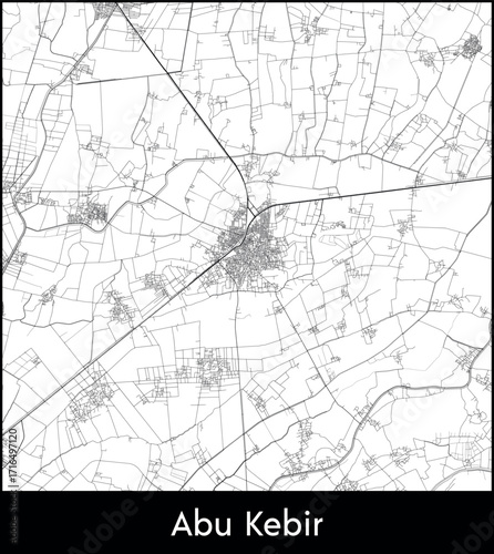 Abu Kebir city map, Egypt - Topographic vector map poster