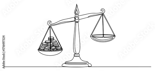 Balance Scale Weighing Coins Symbol of Justice black shape vector laser cutting engraving monochrome print