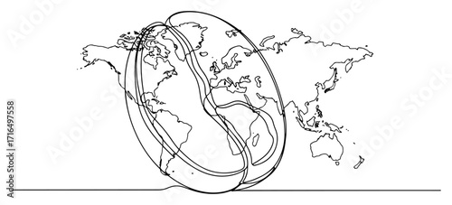 International Coffee Trade Concept with a Bean on a World Map