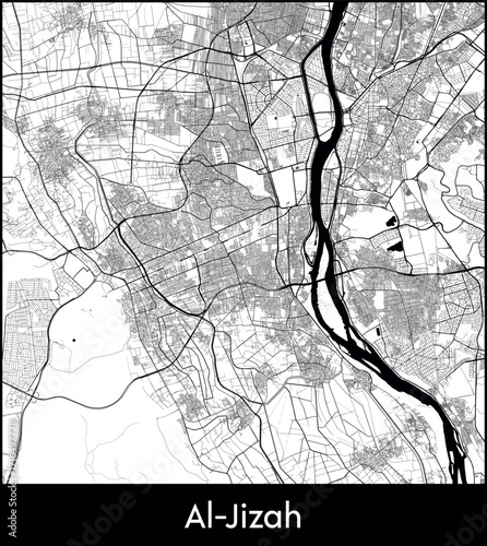 Al Jizah city map, Egypt - Topographic vector map poster