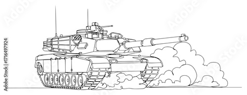 Modern Main Battle Tank Driving on a Battlefield