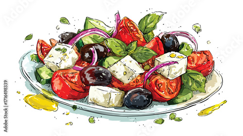 salad with fresh vegetables and cheese
