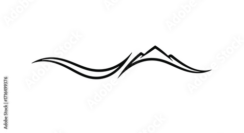 Elegant mountain peak and wave graphic design