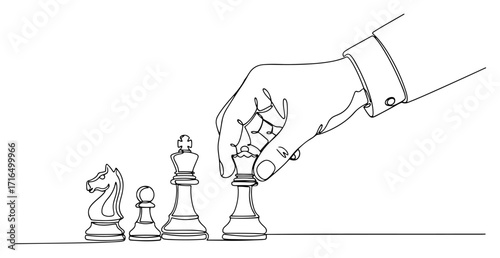 Hand Making a Strategic Move with a Queen Chess Piece