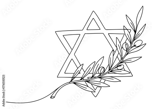Star of David with an Olive Branch of Peace