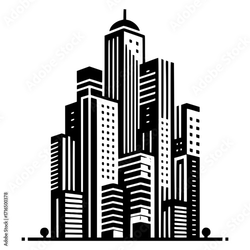 Vector illustration of a city skyline with buildings and skyscrapers