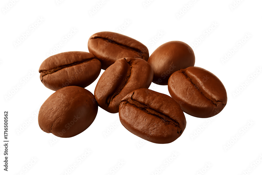 Obraz premium Pile of roasted coffee beans isolated on transparent background