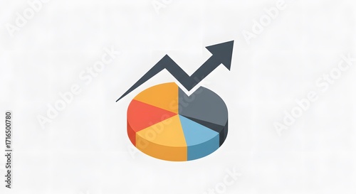 Free Download Flat vector icon of upward arrow with pie chart - GFXLoad