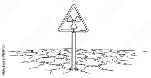 Radioactive Hazard Sign on Parched Ground black shape vector laser cutting engraving monochrome print