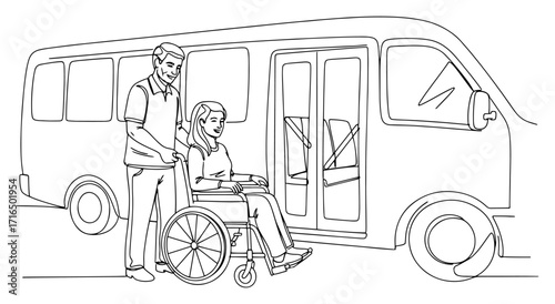 Wheelchair User Boarding Accessible Van