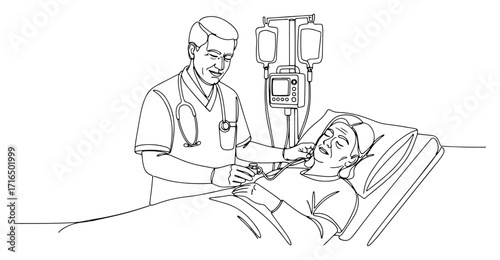 Doctor Caring for Patient in Hospital Bed