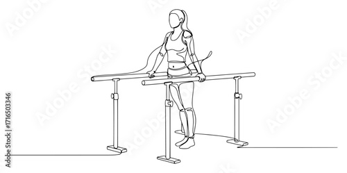 Physical Therapy Rehabilitation on Parallel Bars black shape vector laser cutting engraving monochrome print