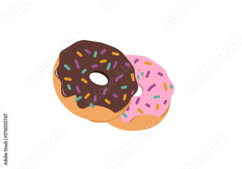 sweet donut with sprinkles, vector illustration for food design concept