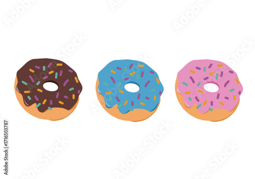 sweet donut with sprinkles, vector illustration for food design concept
