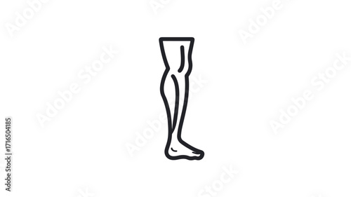 Leg, Calf, and Foot Outline Icon Vector Illustration