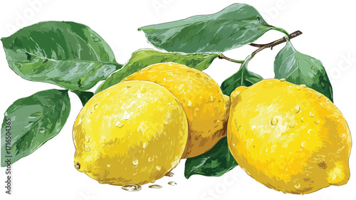 Fresh Lemons on White Background Vector Illustration for Graphic Design Projects