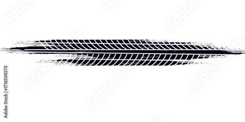 Auto tire tread grunge element. Car and motorcycle tire pattern, wheel tyre tread track. Black tyre print. Vector illustration isolated on white background.