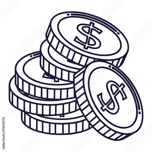 Illustration of a stack of coins with dollar sign