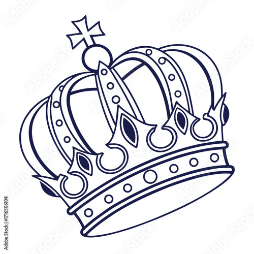 Illustration of a detailed crown with cross