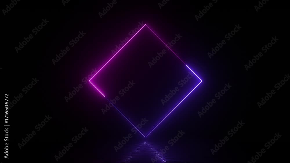 glowing neon rhombus motion graphic background with a cool gradient effect for intros and logos