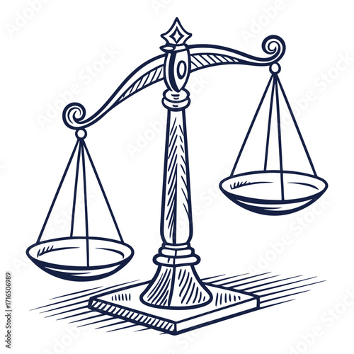 Illustration of a balance scale with dark lines