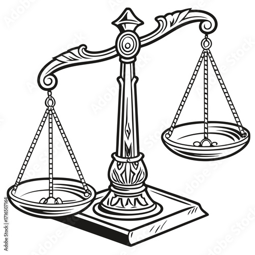 Illustration of a balance scale with black outlines