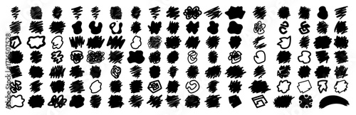 Hand Drawn Scribble and Doodle Abstract Elements black shape vector laser cutting engraving monochrome print
