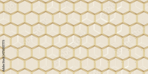 Honey bee comp Golden Seamless hexagon pattern with gold strip line vector eps 10