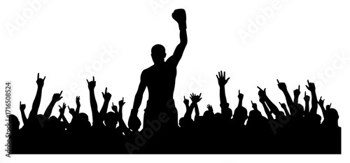 Cheering Crowd at Music Concert or Festival black shape vector laser cutting engraving monochrome print