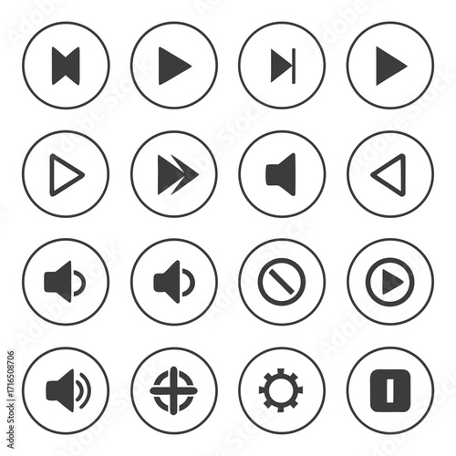 Collection of media player icons in vector format