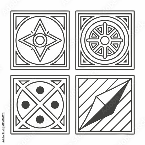 Collection of four geometric tile designs