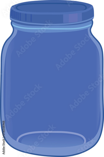 Illustration of Empty Blue Glass Mason Jar