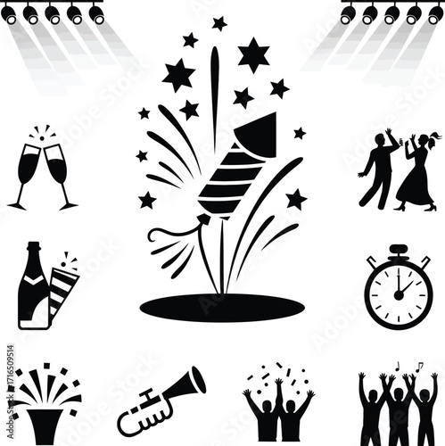 Stage lights and clock spotlights time