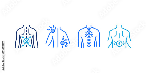 Back Pain, Back Pain icon, Back Pain Relief and Treatment Vector, Chronic Back Pain Illustration, Lower and Upper Back Pain Therapy, Muscle Pain Infographic Template Design