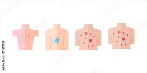 Back Pain, Back Pain icon, Back Pain Relief and Treatment Vector, Chronic Back Pain Illustration, Lower and Upper Back Pain Therapy, Muscle Pain Infographic Template Design