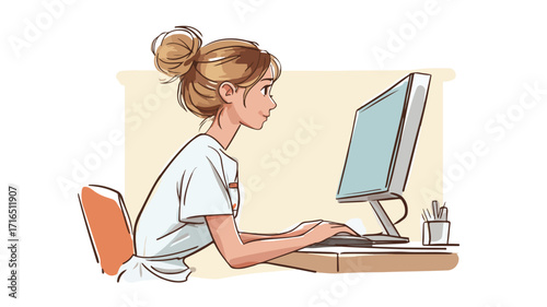 Dedicated Female Nurse with Ponytail Working in Hospital Environment