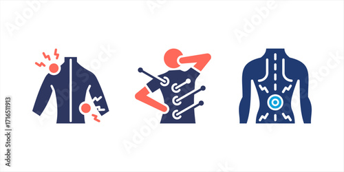 Back Pain, Back Pain icon, Back Pain Relief and Treatment Vector, Chronic Back Pain Illustration, Lower and Upper Back Pain Therapy, Muscle Pain Infographic Template Design