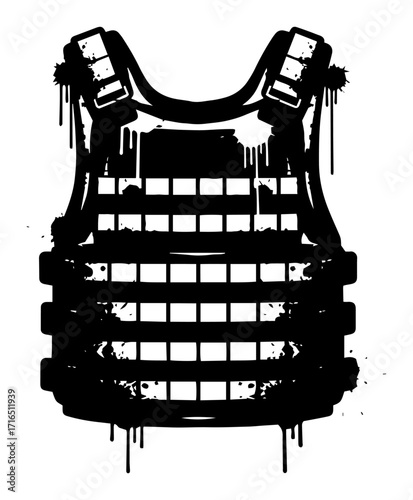 Grunge Style Tactical Bulletproof Vest Illustration