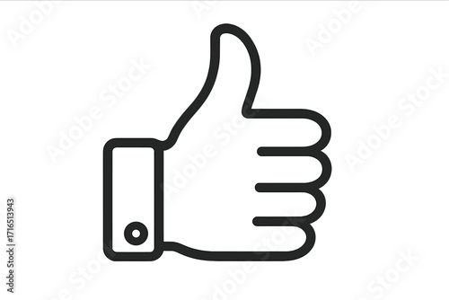 Thumbs up line icon. Like button for social media. Vector symbol for approval, success, and positive feedback. Agreement and good job gesture. Minimalist outline design.